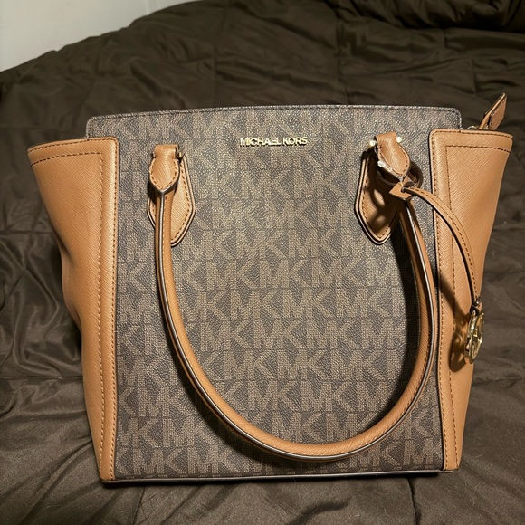 Michael Kors Signature Brown and Tan Satchel - Picture 1 of 3